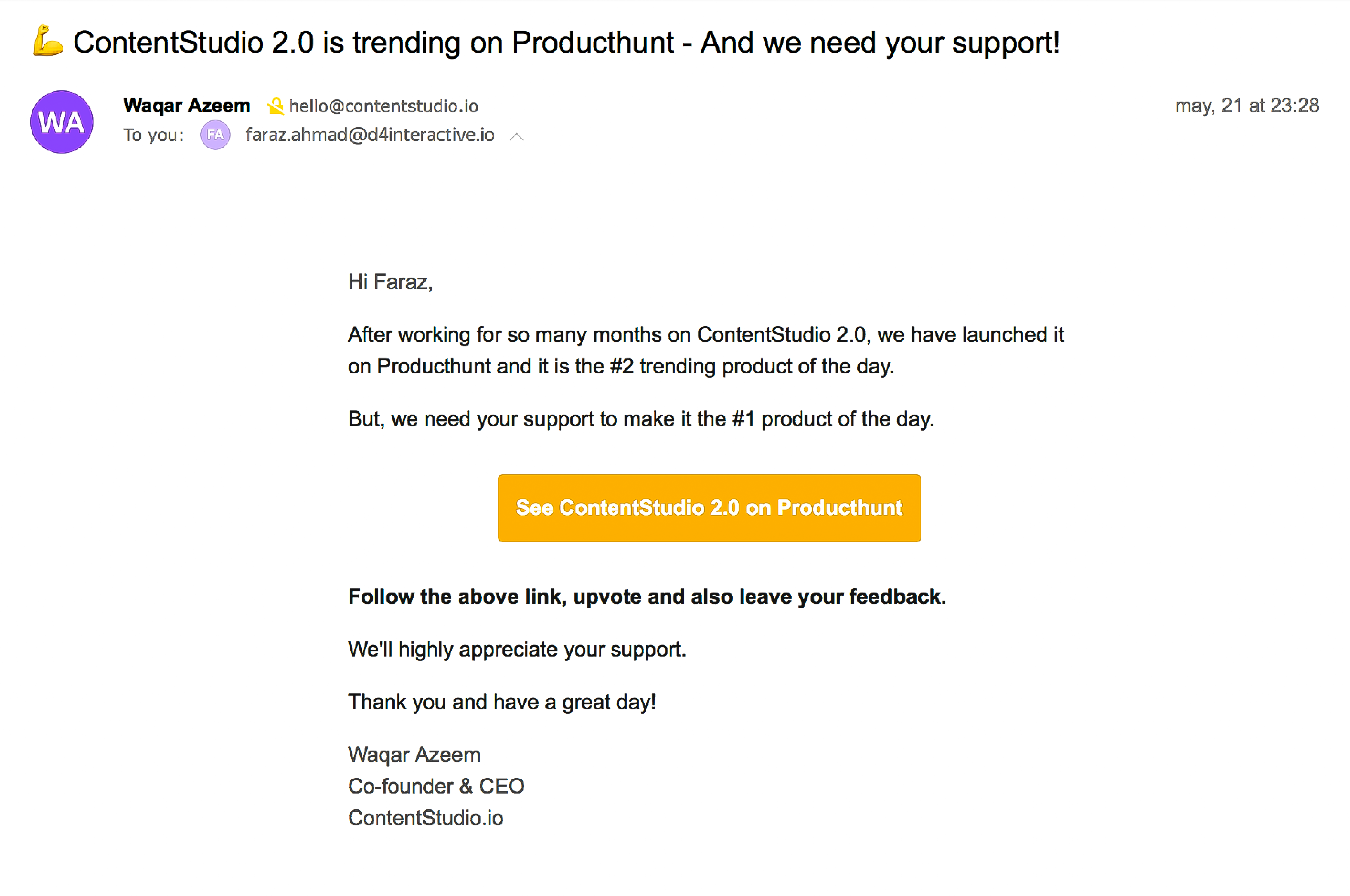 Email Outreach - ProductHunt