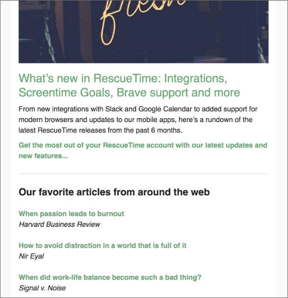 curated content in Rescuretime Newsletter