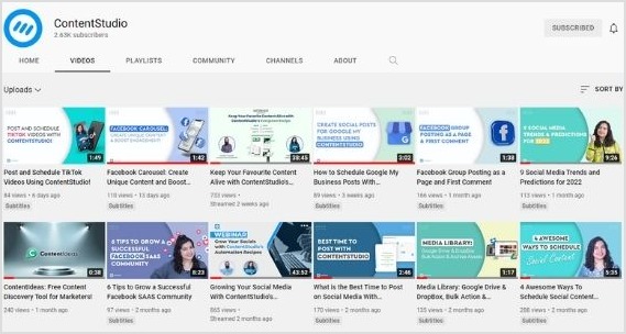 Youtube Strategy for Brands - ContentStudio Example
