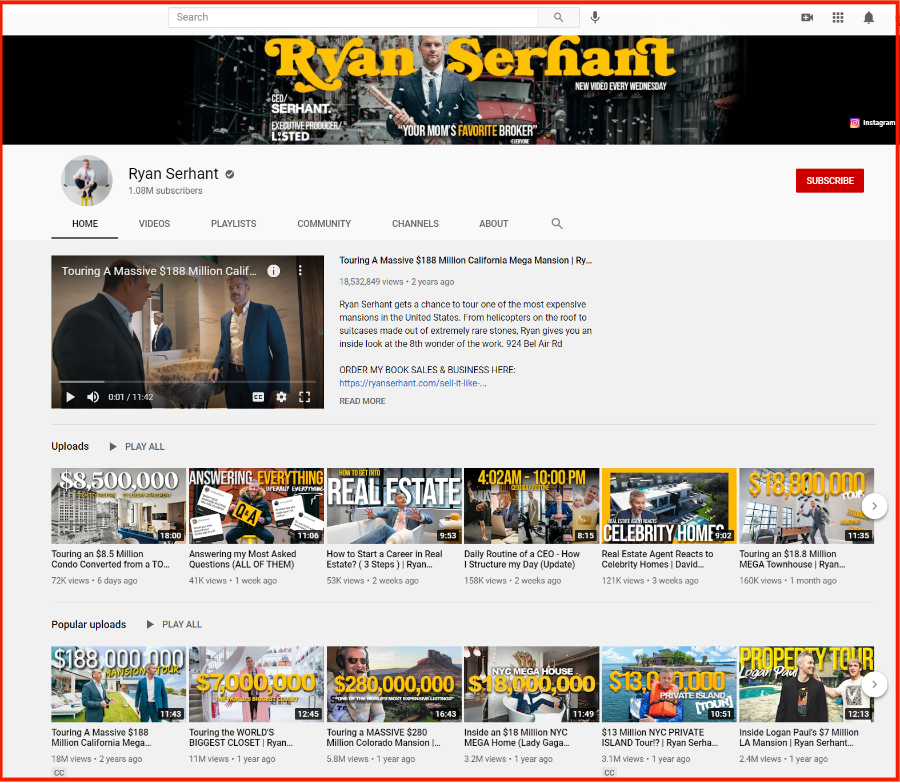 Ryan Serhant real estate social channel