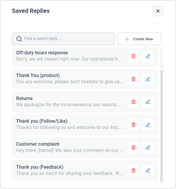 Saved Replies in ContentStudio IG DM Support
