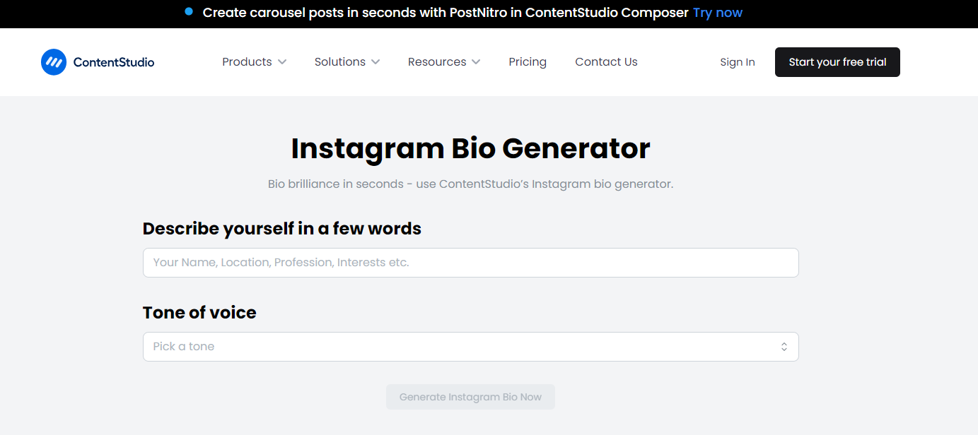 instagram bio generator