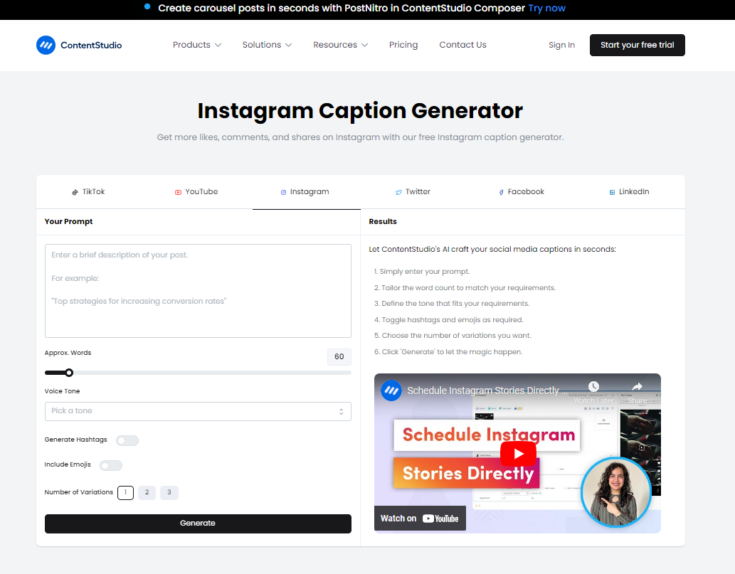 instagram caption generator