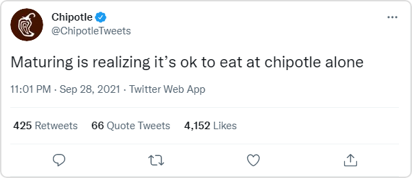 Chipotle Dining alone joke on Twitter 