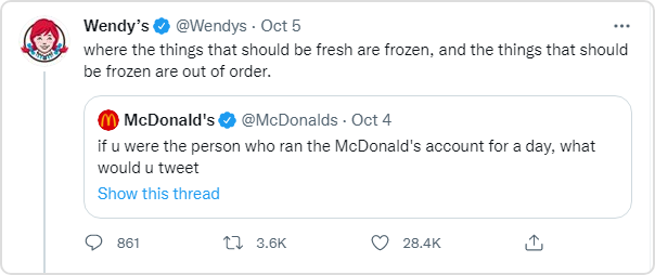 Wendy's poking fun at McDonalds