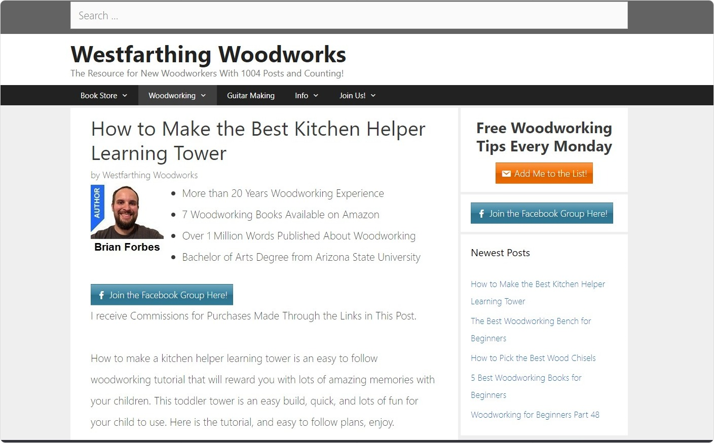 Westfarthing Woodworks Banner Ad