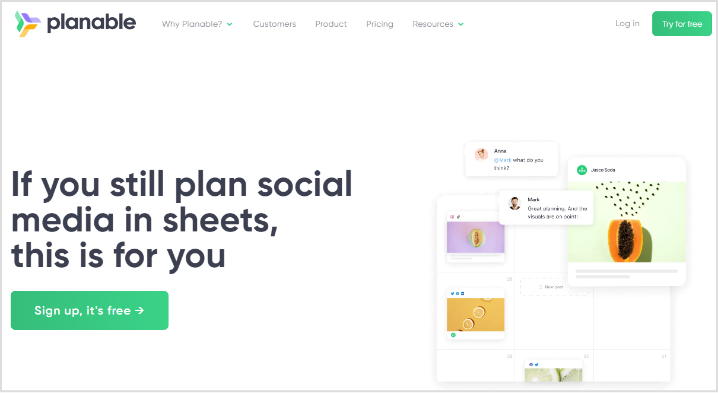 planable social media management tool
