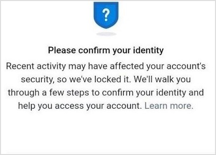 Confirm Your Facebook Identity