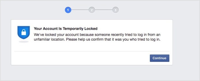 Facebook account Temperory Locked