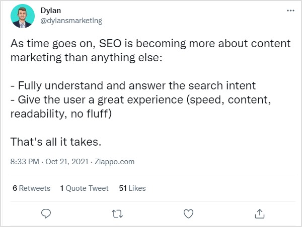 dylan tweet as social media copy example