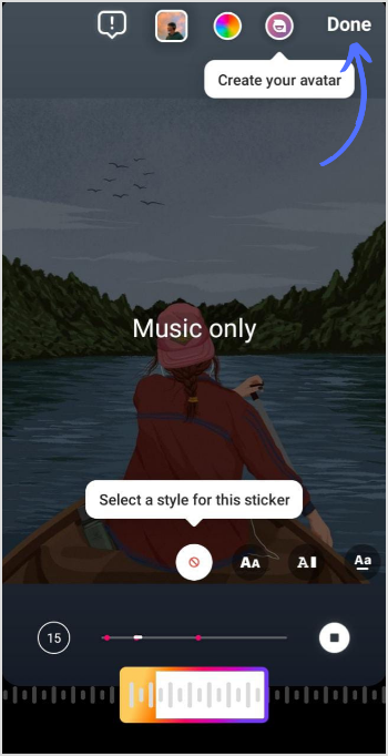 tap on done once music is select