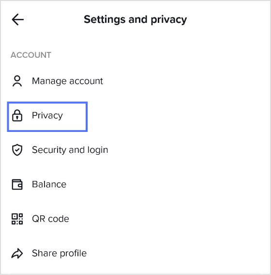 Select privacy and settings
