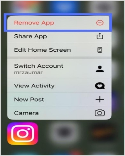 tap remove the app