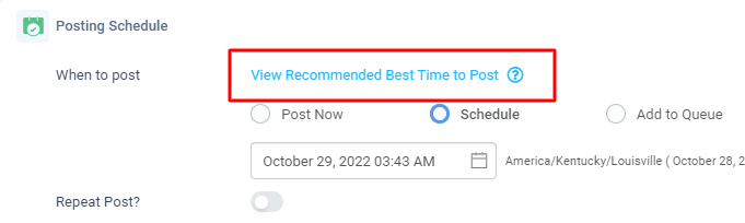view recommended times to post