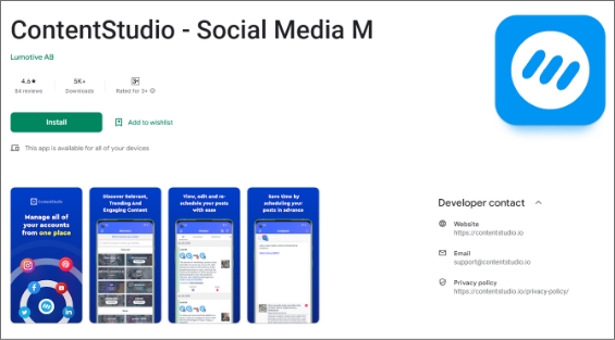 Download Content Studio mobile application