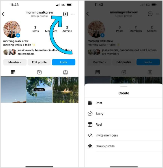Crear una publicación de perfiles de grupo de Instagram