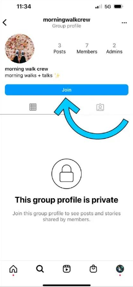 Unirse a los perfiles de grupo de Instagram