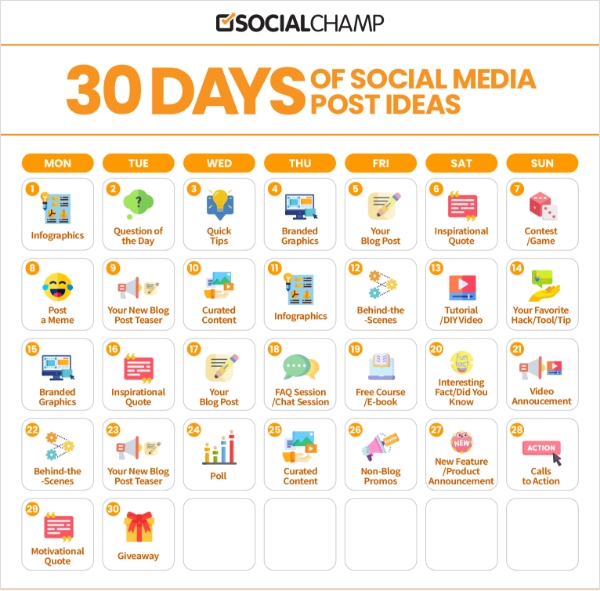 30 days of social media content