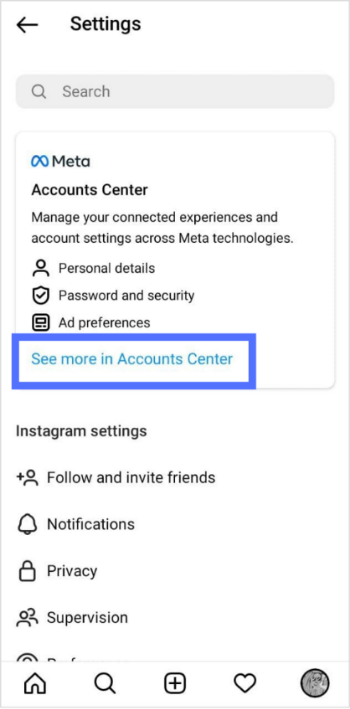 tap on account center