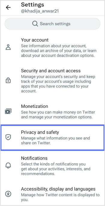 Tap on privacy and safety