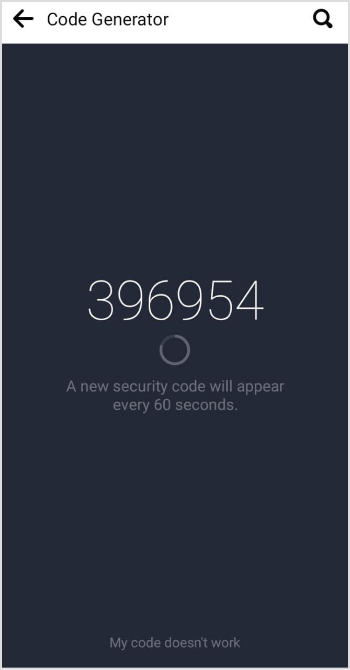 six digit code is generated