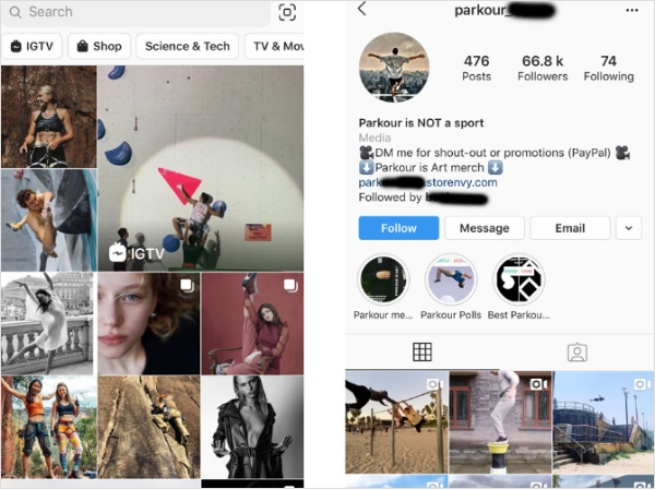 utilize instagram explore's tab