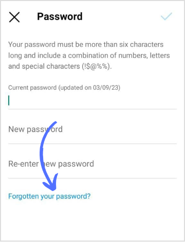 tap on forgot password
