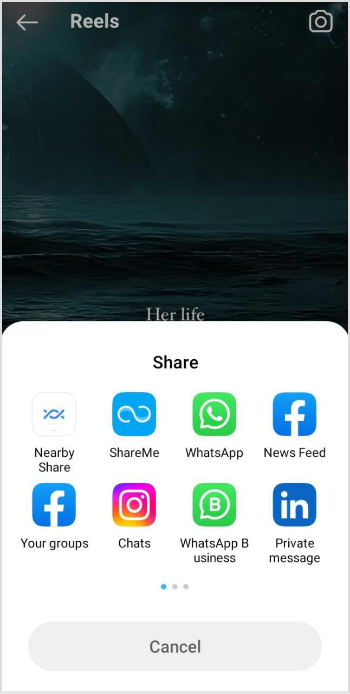 tap on share your social channel