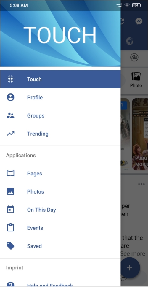Accessibility through Facebook Touch