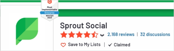sprout social g2 rating