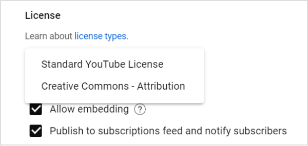 YouTube license 