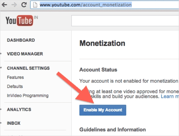 Enable monetization on your videos