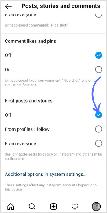 check mark off on stories