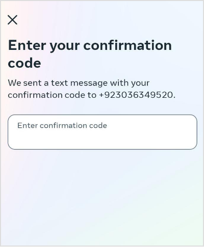 enter confirmation code