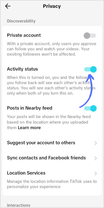 tap on Activity status to turn it off
