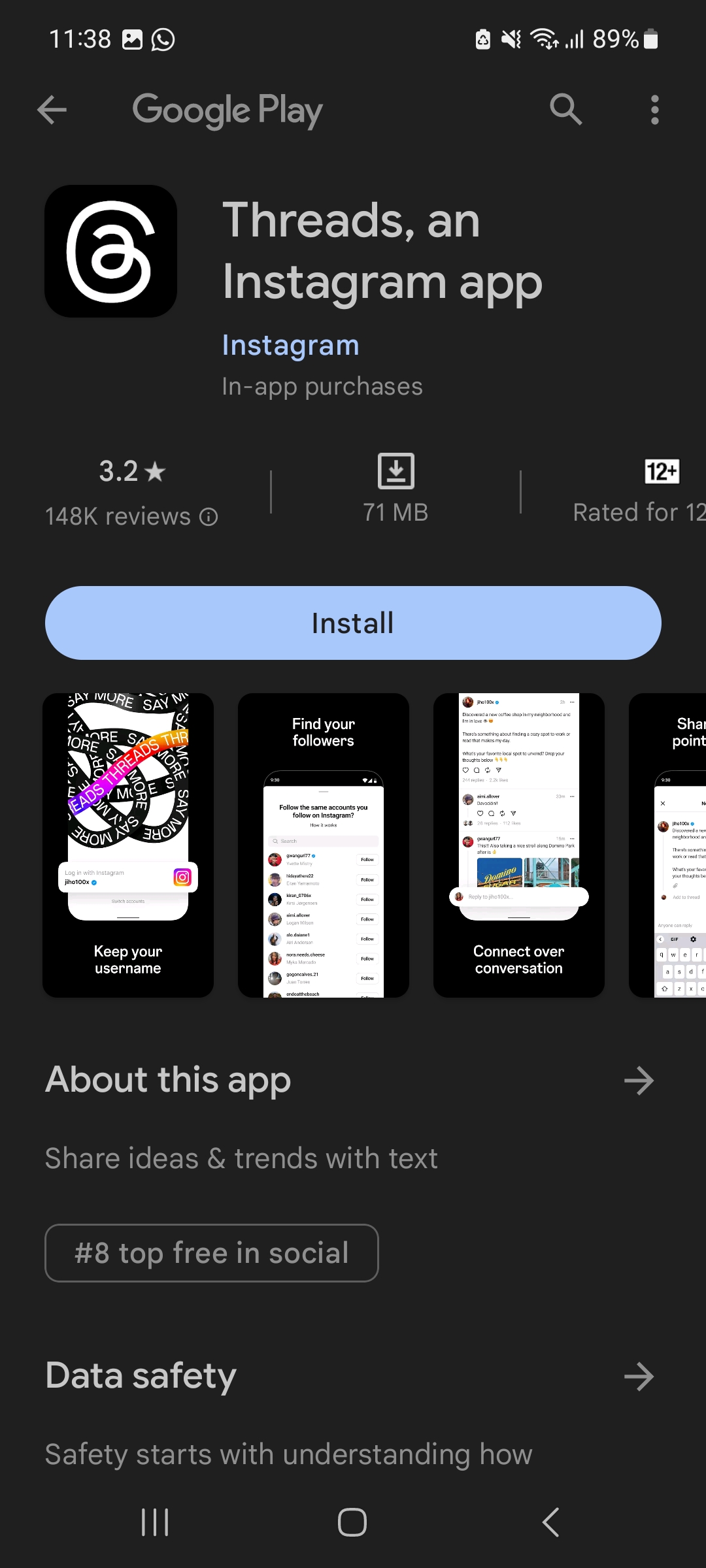 Instagram threads android app