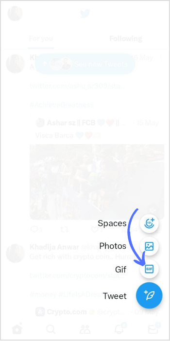 Tap on GIF in composing option
