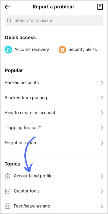 tap on account and profile