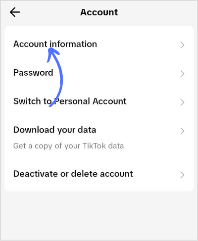 tap on account information