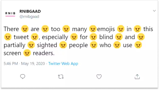 tweet with uncessary usage of emojis