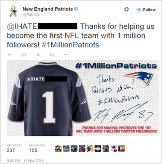Patriots' Twitter account