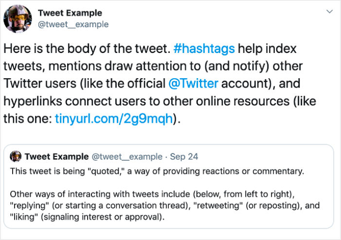 Amplifying content with hashtags in retweets