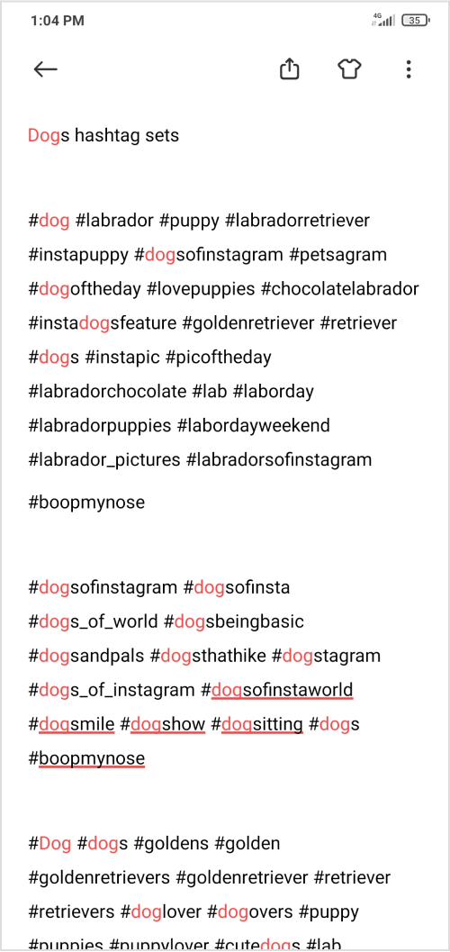 multiple sets of hashtags 