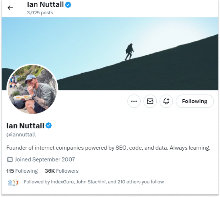 Ian Nuttall Twitter bio