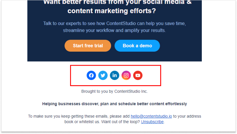 Add social CTAs to your emails