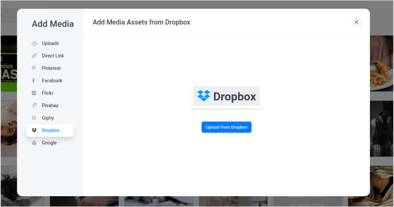 Media library integration with dropbox