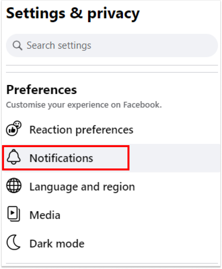 Select notification settings
